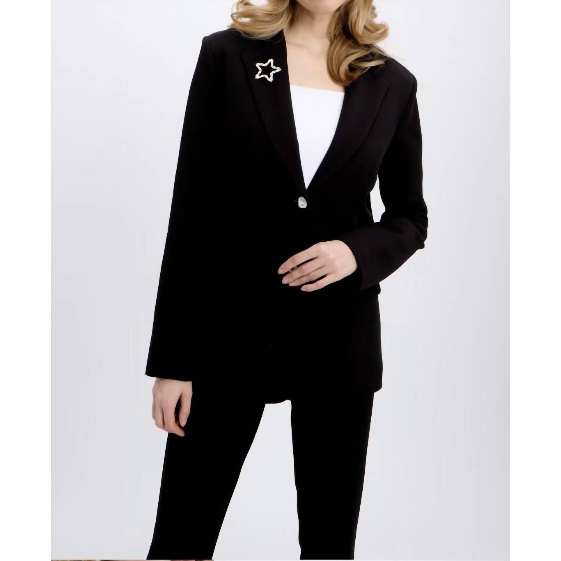 New Frank Lyman Rhinestone Star Blazer In Black